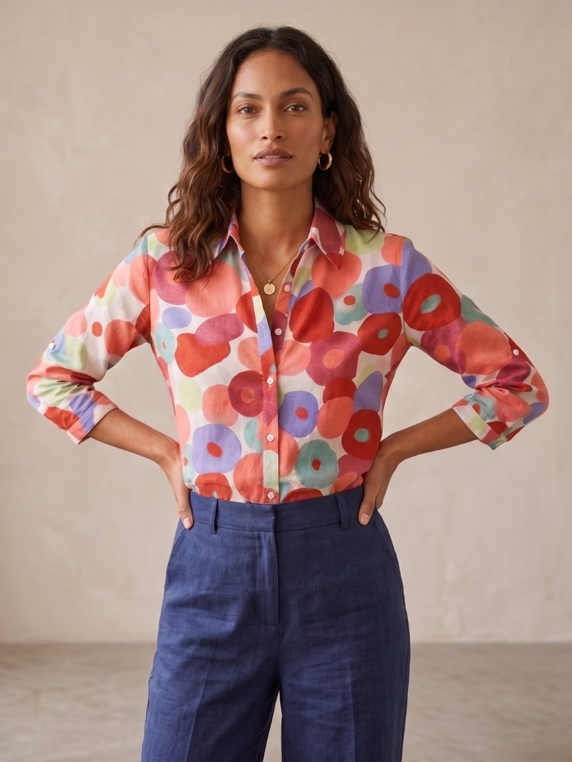 Women’s Floral Blouse Long Sleeve Relaxed Fit Style 0