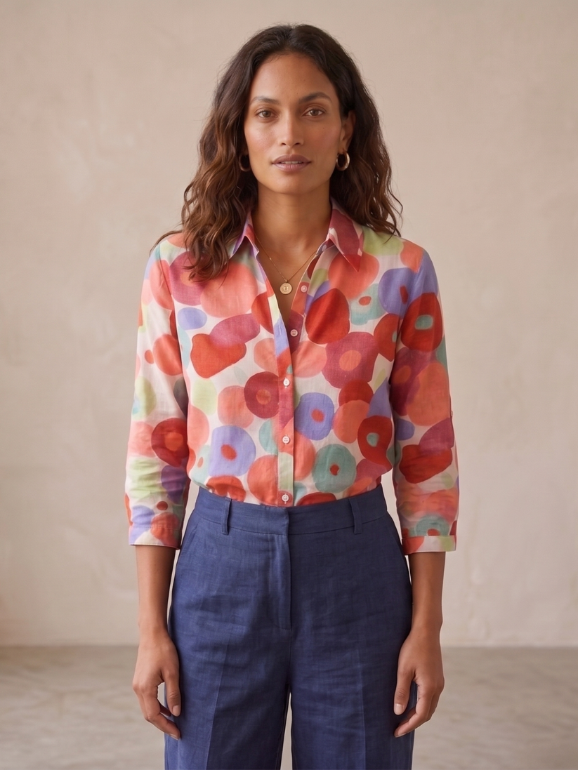 Women’s Floral Blouse Long Sleeve Relaxed Fit Style 1