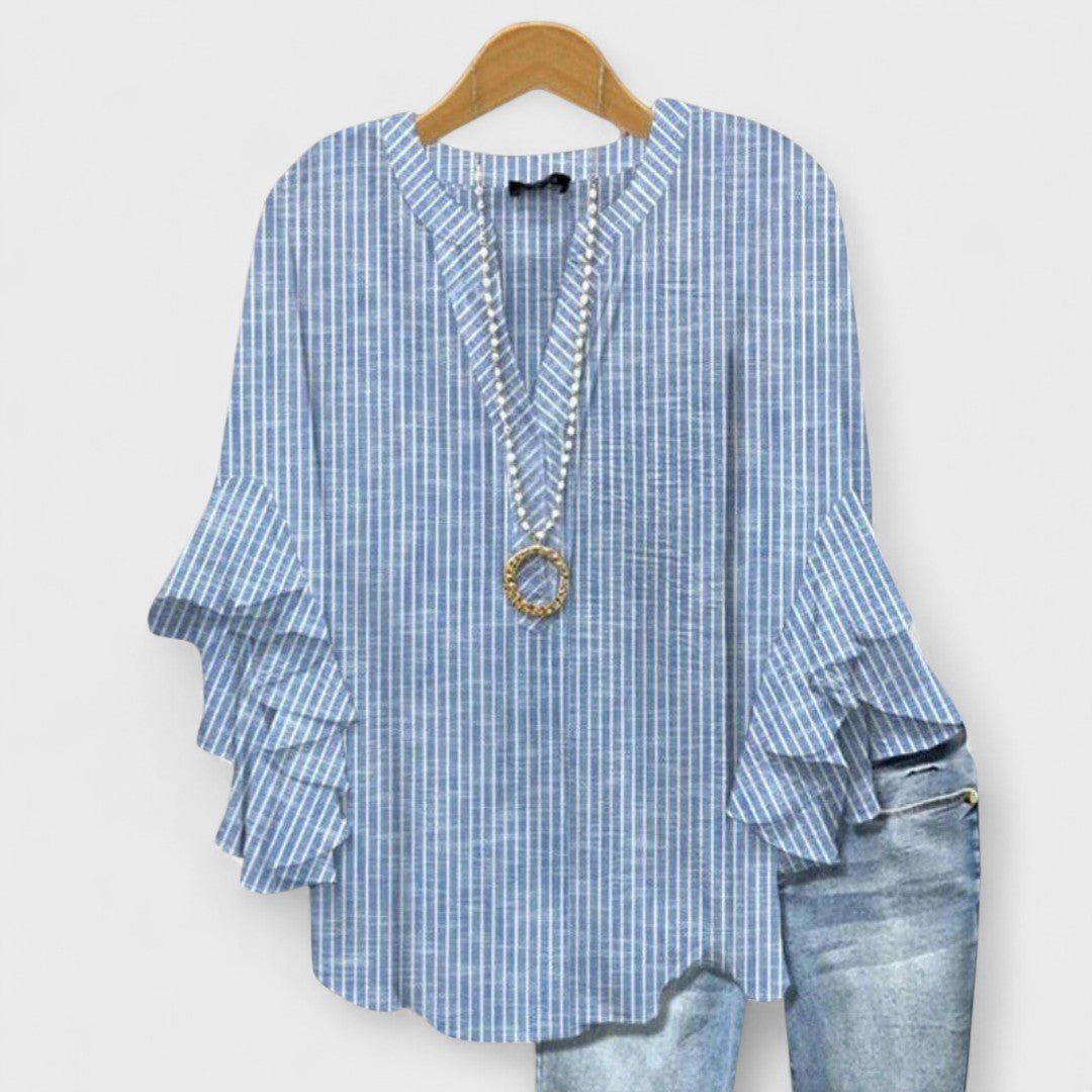 Women’s Floral Blouse Ruffle Sleeves V-Neck Style 3