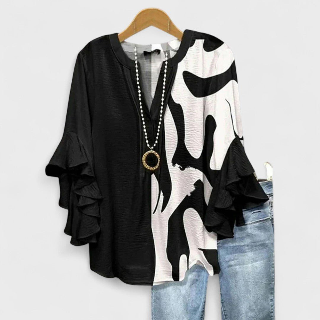 Women’s Floral Blouse Ruffle Sleeves V-Neck Style 5