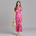 Women’s Floral Bodycon Midi Dress Elegant Summer Style 0
