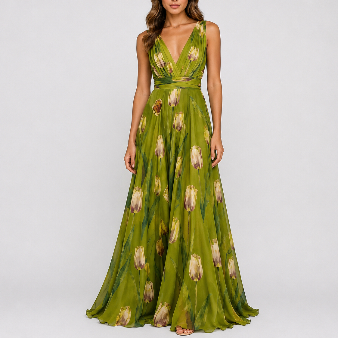 Women’s Floral Maxi Dress Elegant Evening Style 0