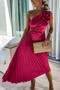 Women’s Floral Maxi Dress Elegant One Shoulder Design 0