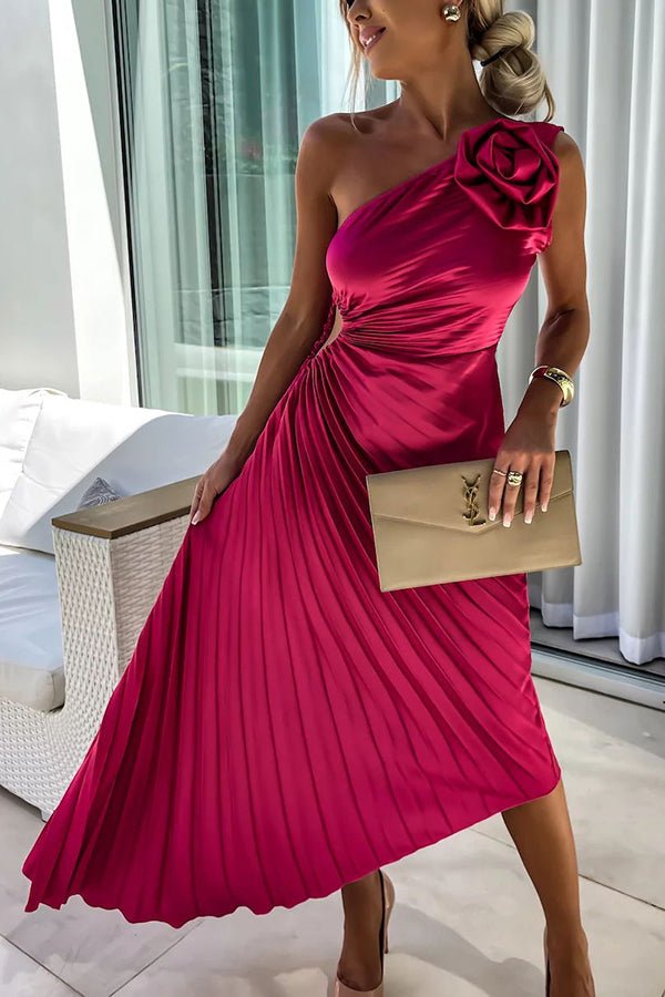 Women’s Floral Maxi Dress Elegant One Shoulder Design 0
