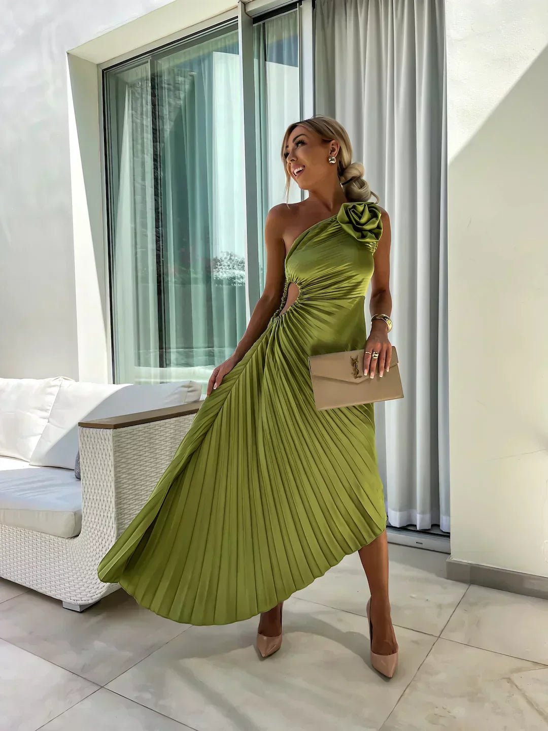 Women’s Floral Maxi Dress Elegant One Shoulder Design 2
