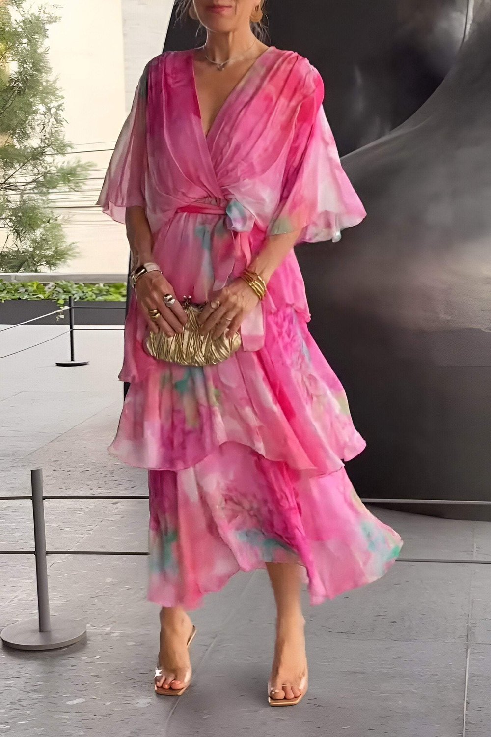 Women’s Floral Maxi Dress Lightweight Chiffon Design 1