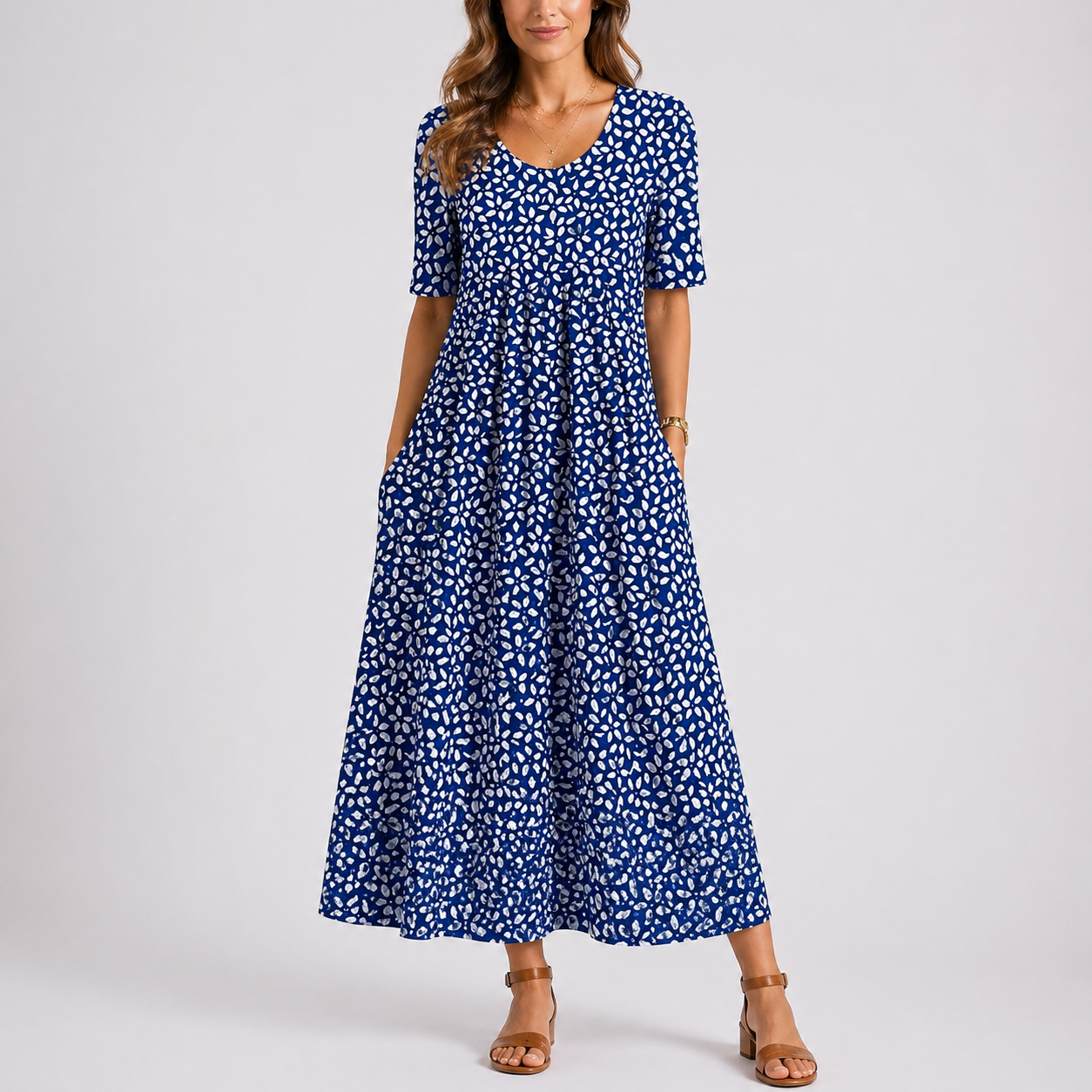 Women’s Floral Midi Dress Casual Lightweight Design 0
