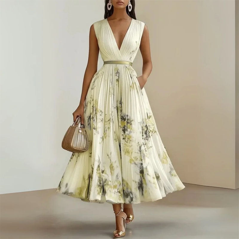 Women’s Floral Midi Dress Elegant Pleated Design for Summer 3