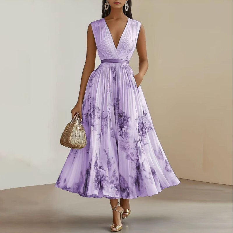 Women’s Floral Midi Dress Elegant Pleated Design for Summer 4