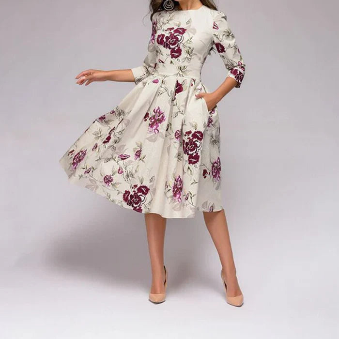 Women’s Floral Midi Dress Flowing Elegance for Summer Style 1