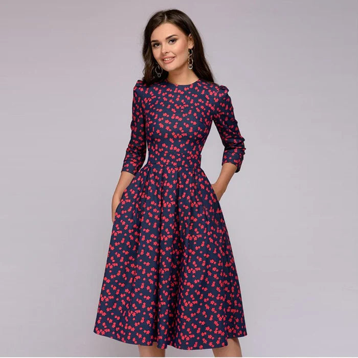 Women’s Floral Midi Dress Flowing Elegance for Summer Style 6