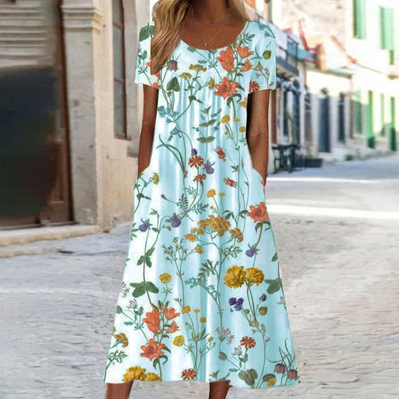 Women’s Floral Midi Dress Lightweight Relaxed Fit for Summer 2