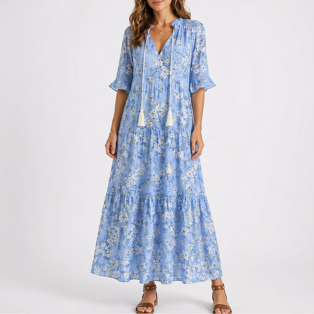 Women’s Floral Midi Dress Lightweight Summer Style 2