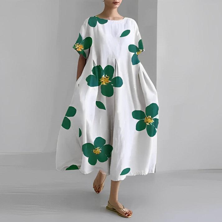 Women’s Floral Midi Dress Relaxed Fit Summer Style 0
