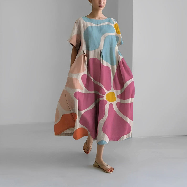 Women’s Floral Midi Dress Relaxed Fit Summer Style 1