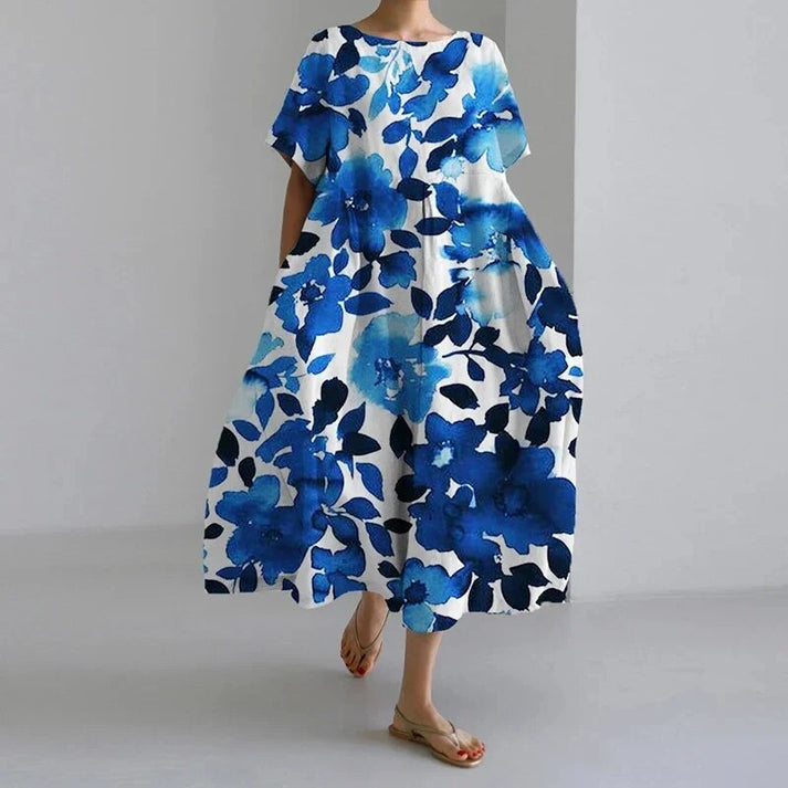 Women’s Floral Midi Dress Relaxed Fit Summer Style 10