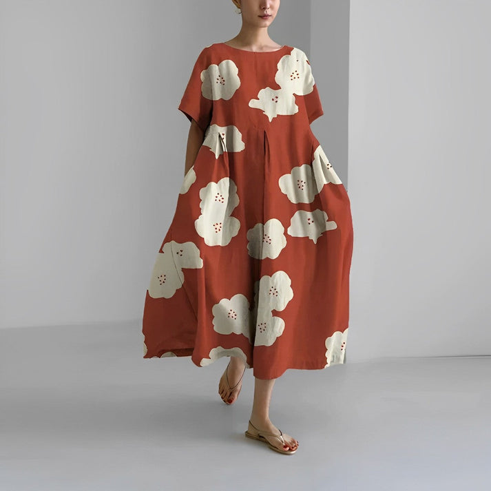 Women’s Floral Midi Dress Relaxed Fit Summer Style 8