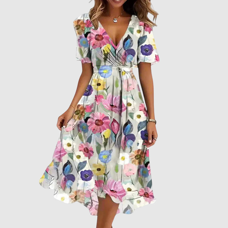 Women’s Floral Midi Dress V-Neck Design for Casual Outings 2