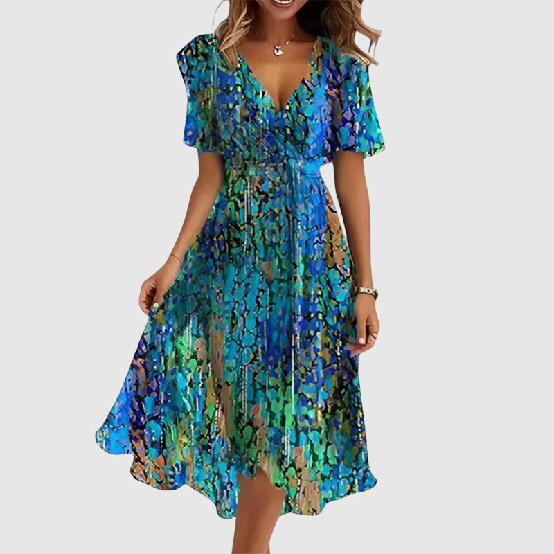 Women’s Floral Midi Dress V-Neck Design for Casual Outings 3