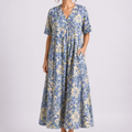 Women’s Floral Midi Dress V-Neck Short Sleeve Design 0