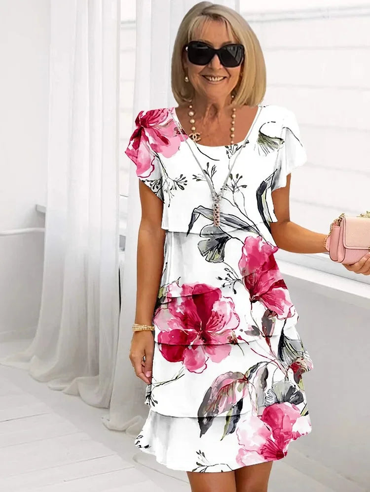 Women’s Floral Mini Dress Playful Ruffle Summer Style 0