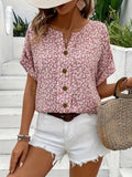 Women’s Floral Print Blouse Elegant Button-Down Design for Summer 0