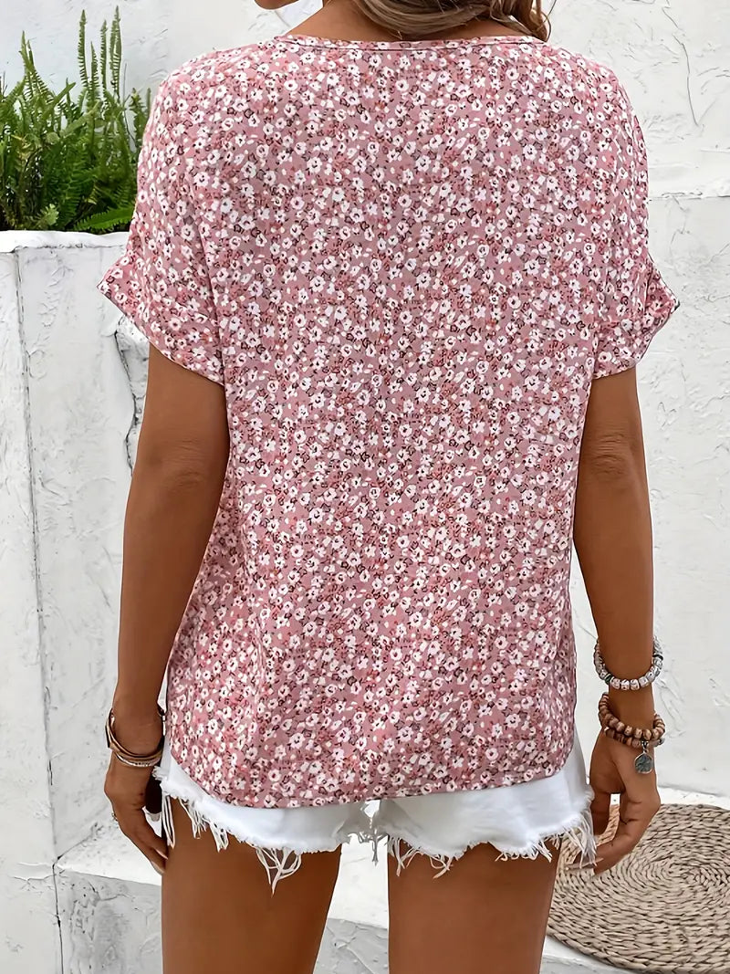 Women’s Floral Print Blouse Elegant Button-Down Design for Summer 1