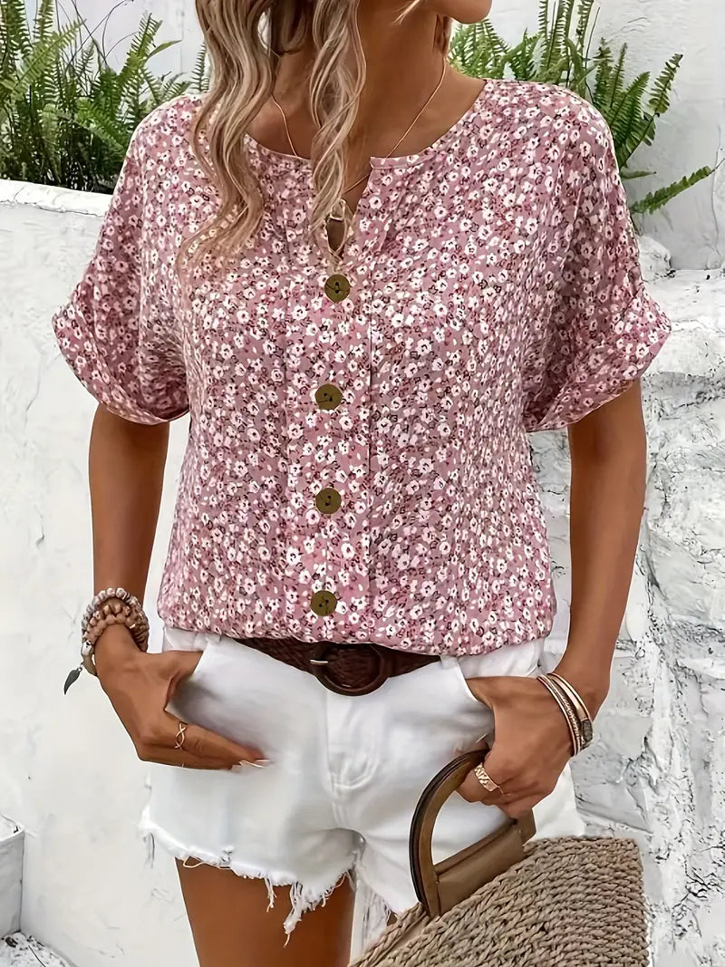 Women’s Floral Print Blouse Elegant Button-Down Design for Summer 3
