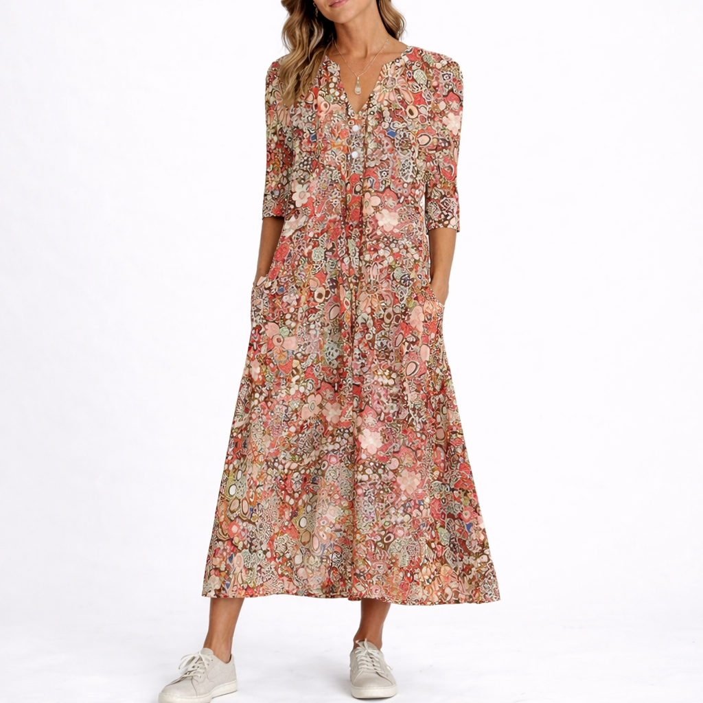 Women’s Floral Summer Dress Relaxed Fit Midi Style 1