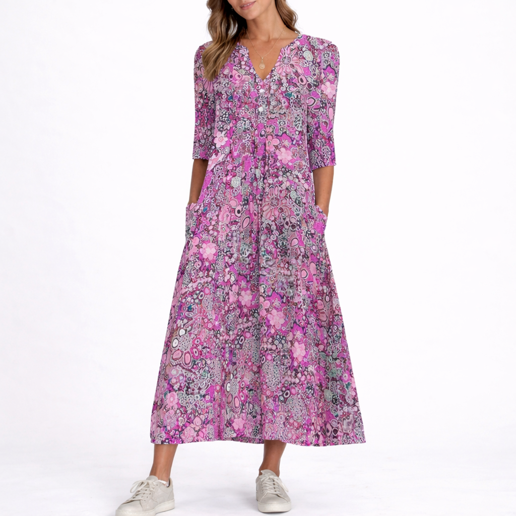 Women’s Floral Summer Dress Relaxed Fit Midi Style 2
