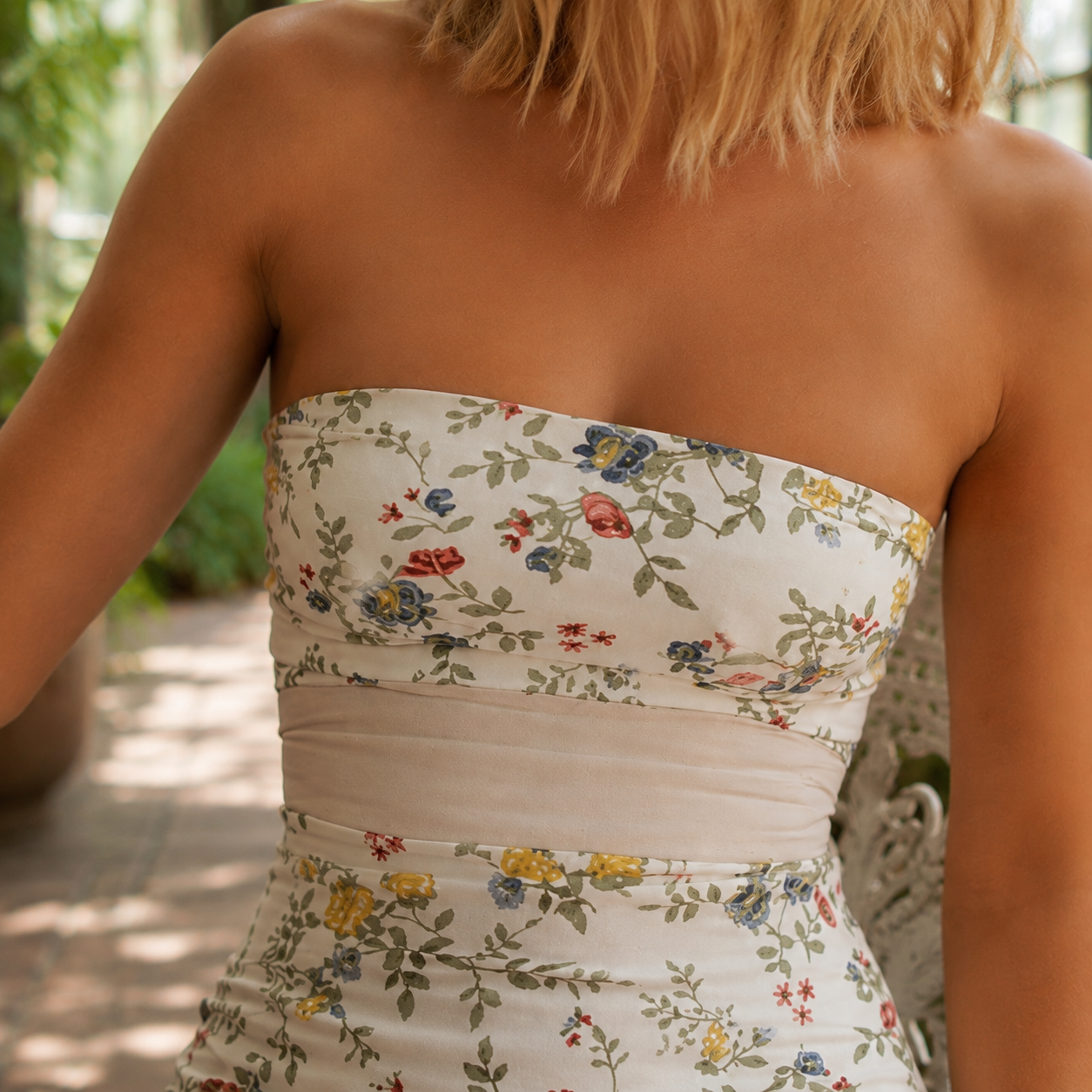 Women’s Floral Tube Dress Strapless Mini Length Summer Style 1
