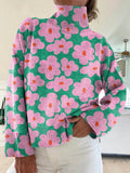Women’s Floral Turtleneck Sweater Cozy Ribbed Knit Design 0