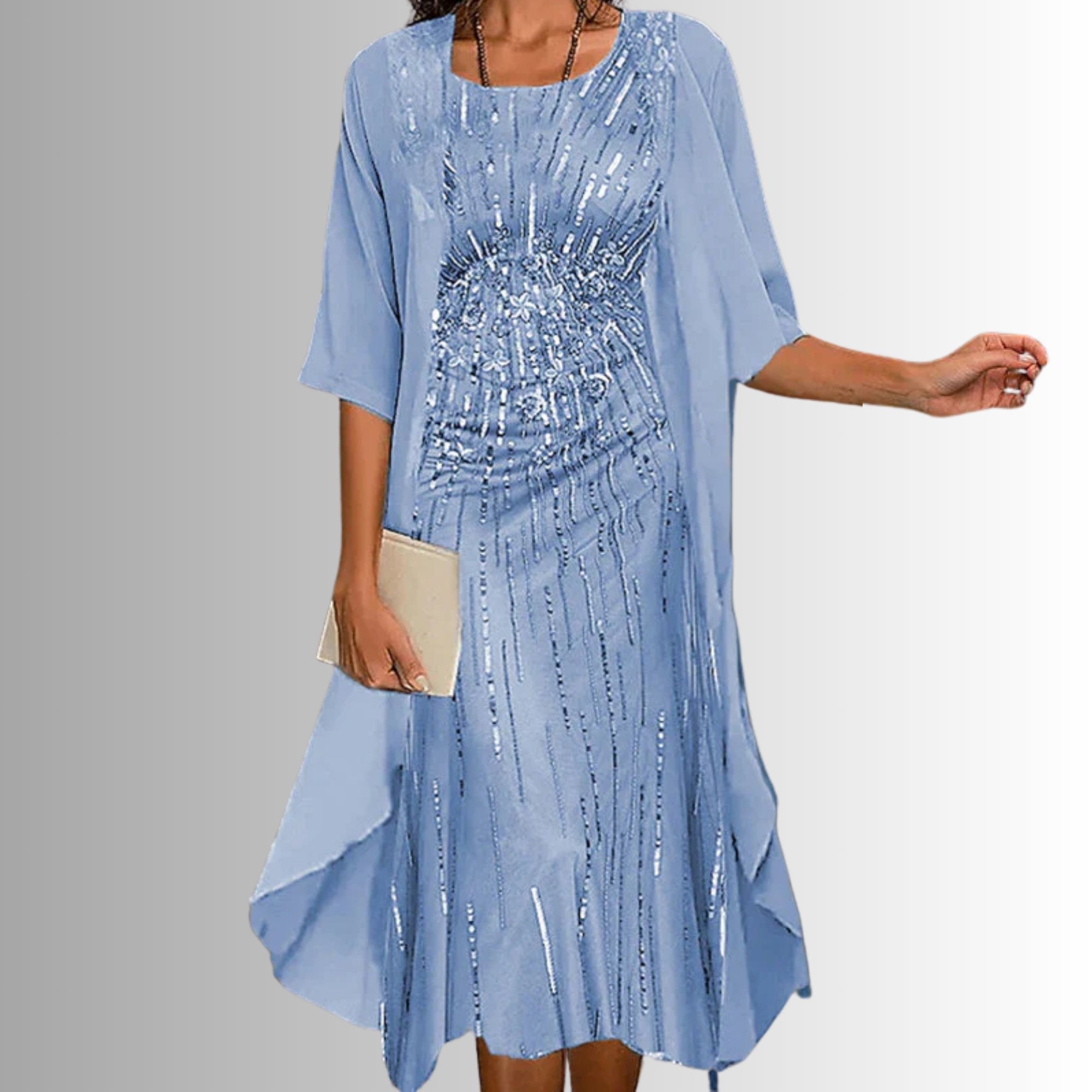 Women’s Floral Two-Piece Layered Set with Three-Quarter Sleeve 3