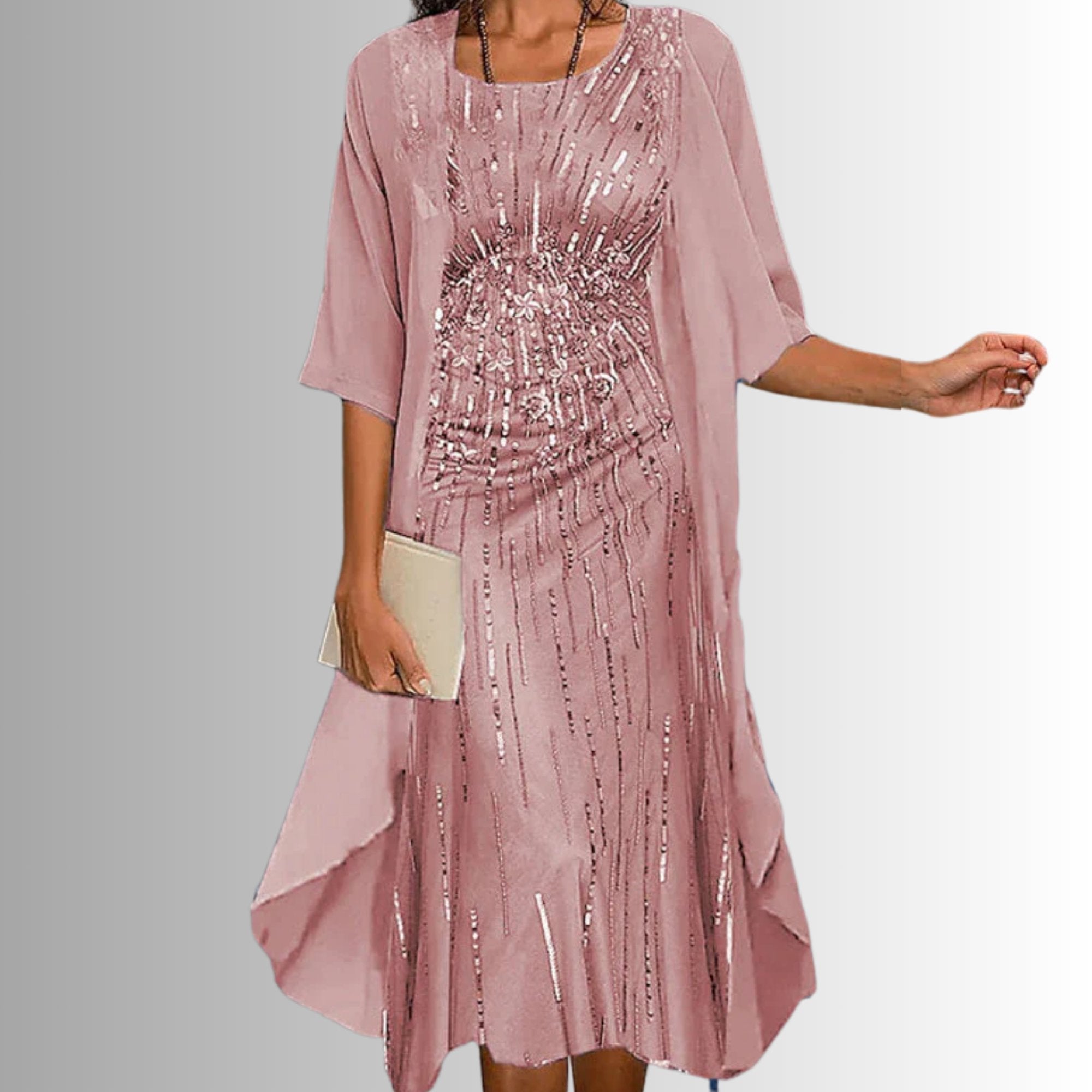 Women’s Floral Two-Piece Layered Set with Three-Quarter Sleeve 4