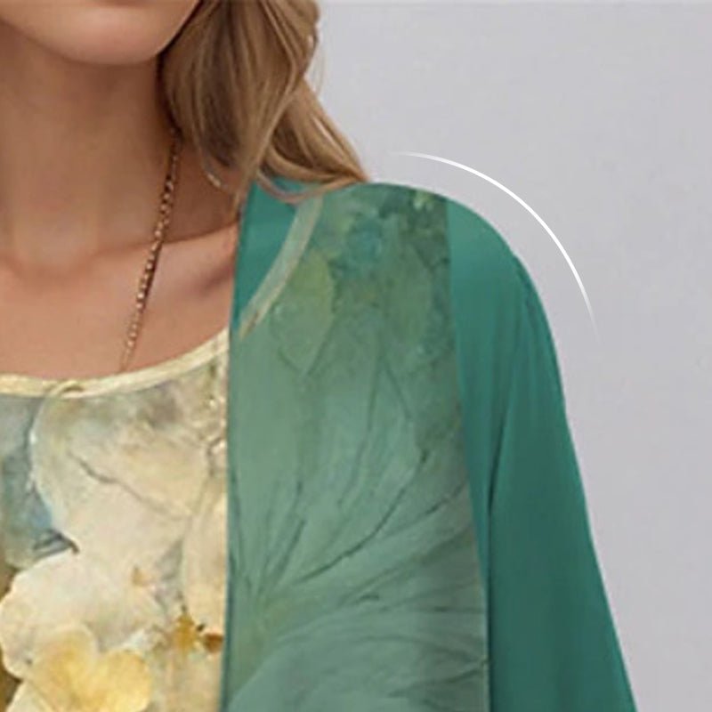 Women’s Floral Two-Piece Layered Set with Three-Quarter Sleeve 6