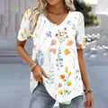 Women’s Floral V-Neck Relaxed Top Lightweight Design 0