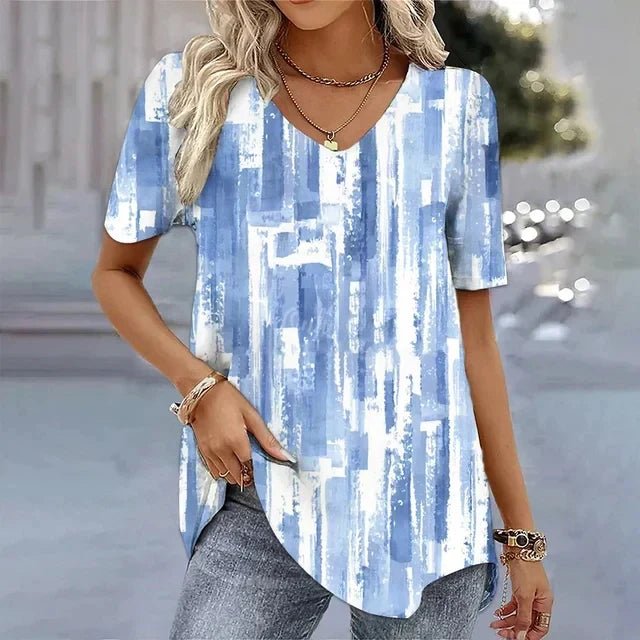 Women’s Floral V-Neck Relaxed Top Lightweight Design 2
