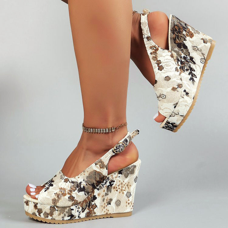 Women’s Floral Wedge Sandals Casual Spring Style 5