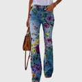 Women’s Floral Wide Leg Pants Chic Button Detail Design 0
