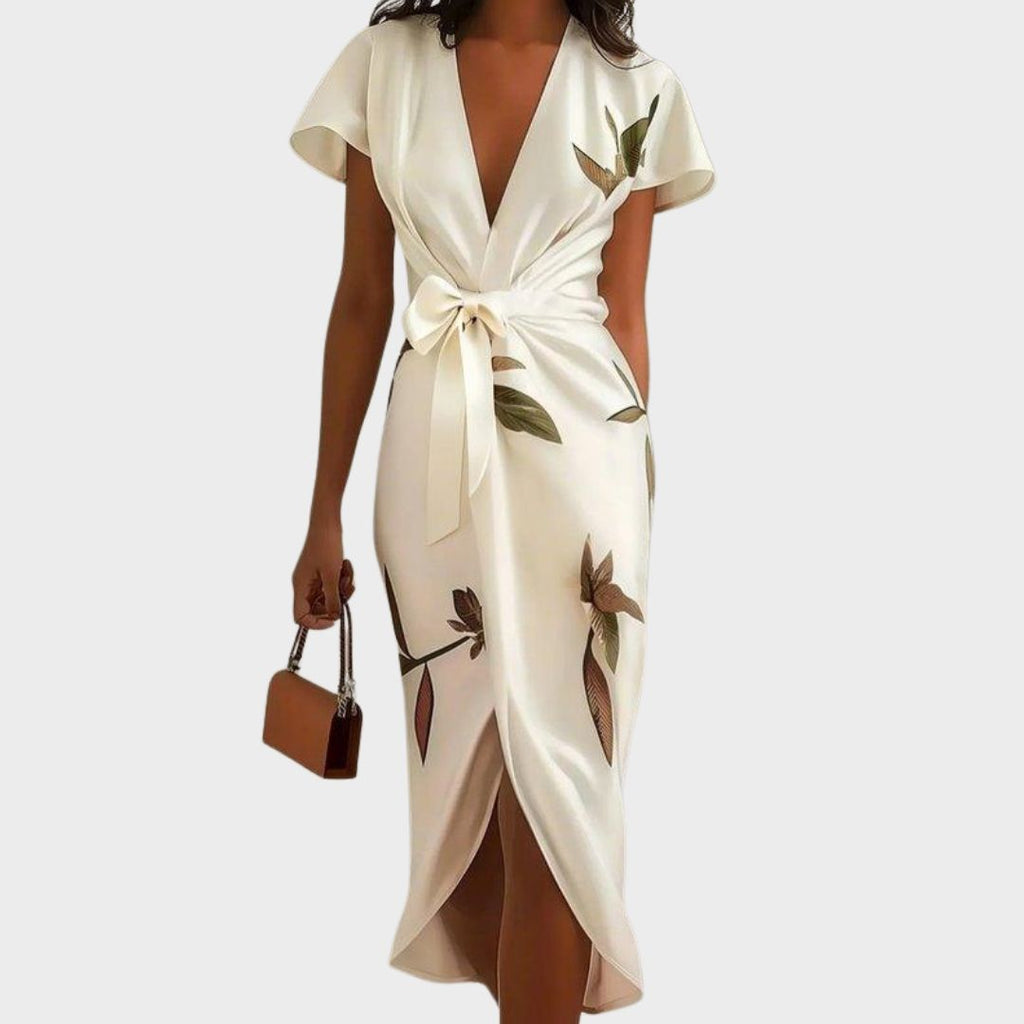 Women’s Floral Wrap Midi Dress Elegant Summer Style 1