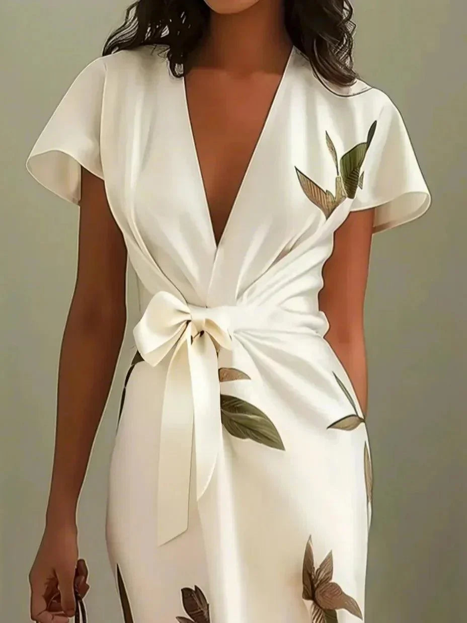 Women’s Floral Wrap Midi Dress Elegant Summer Style 3
