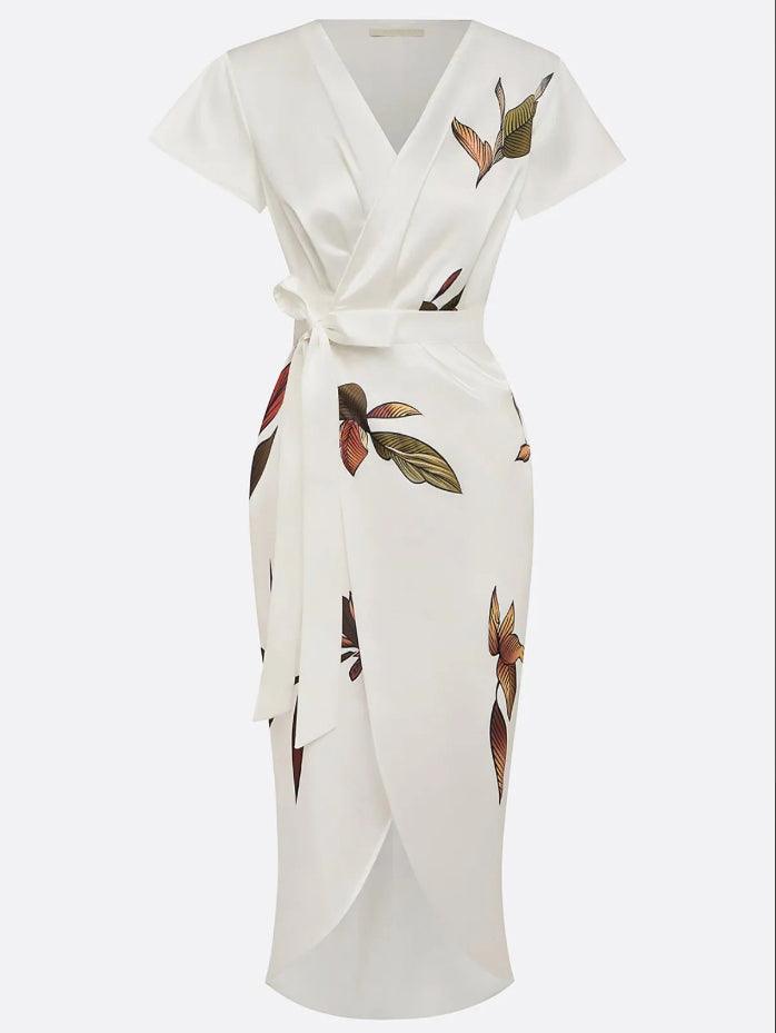 Women’s Floral Wrap Midi Dress Elegant Summer Style 5
