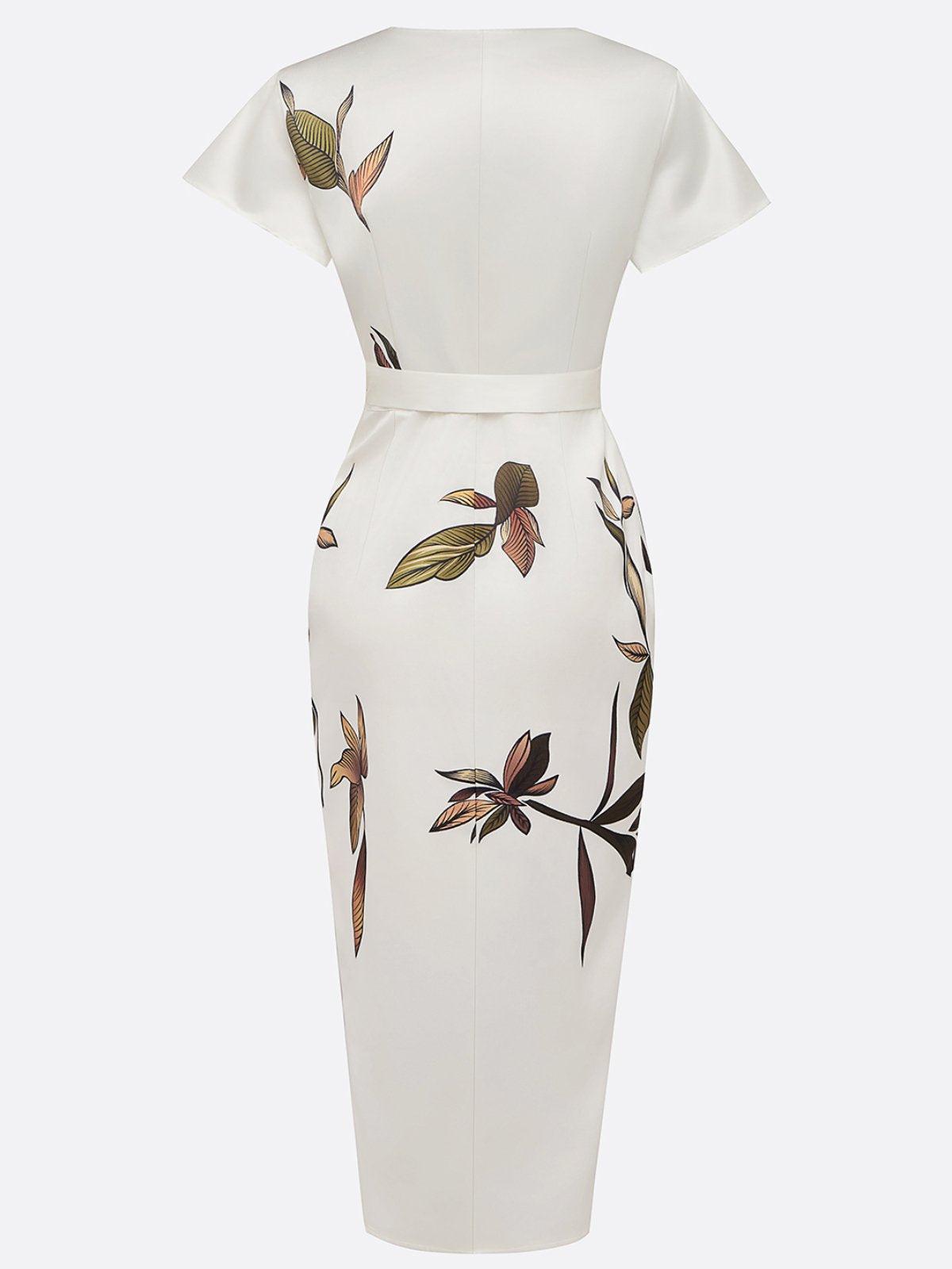Women’s Floral Wrap Midi Dress Elegant Summer Style 6