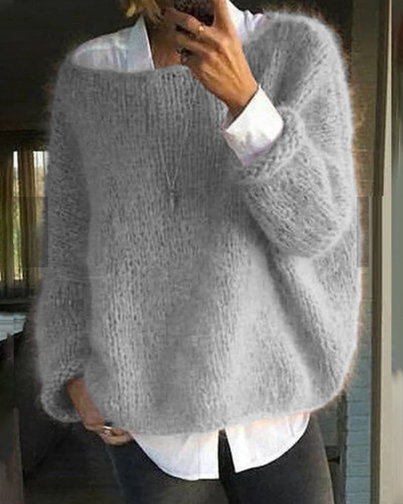 Women’s Fluffy Knitted Sweater Smart-Casual Style 1
