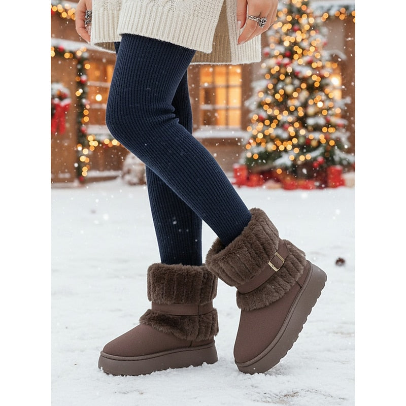 Women’s Fur-Trimmed Snow Boots Stylish Design for Winter Comfort 0