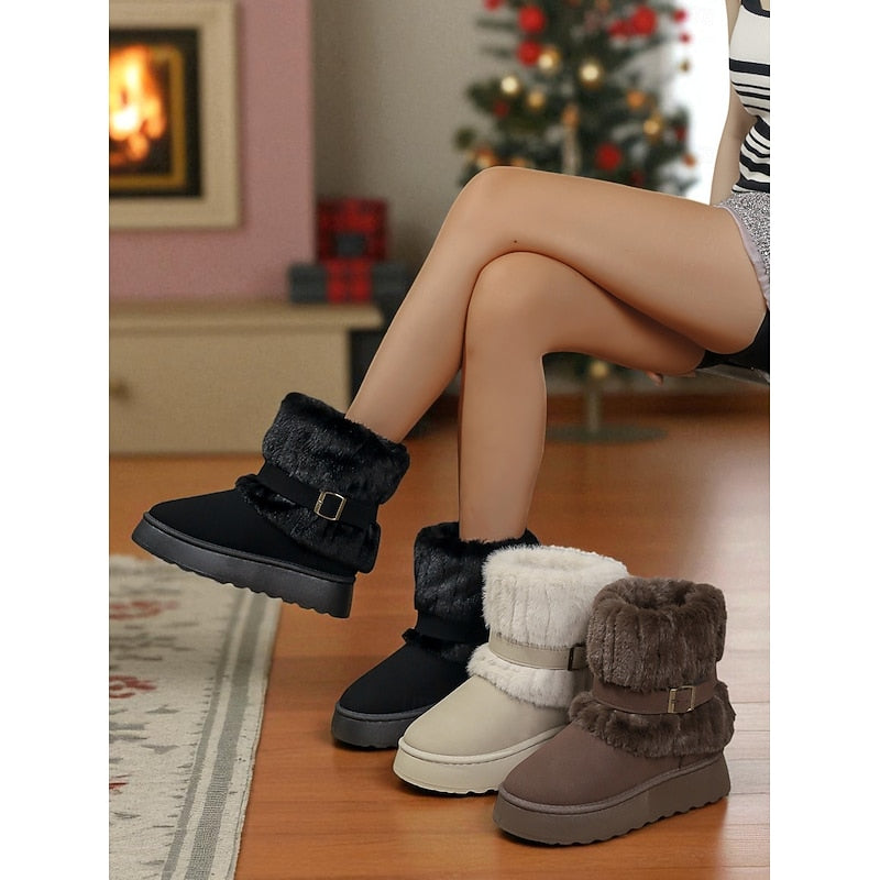 Women’s Fur-Trimmed Snow Boots Stylish Design for Winter Comfort 1