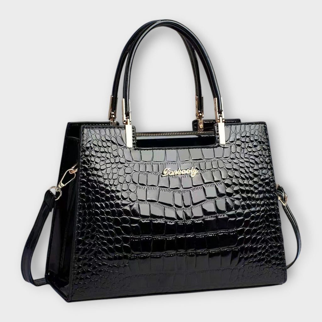Women’s Glossy Crocodile Pattern Handbag Elegant and Versatile Design 0