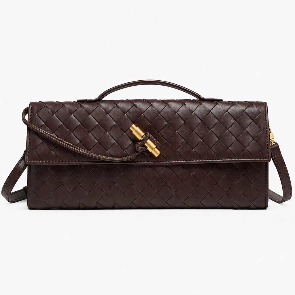 Women’s Gold Clutch Bag Elegant Woven Design for Evening Events 0
