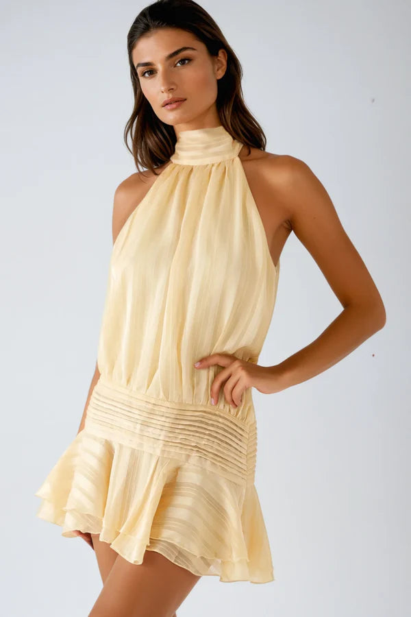 Women’s Halter Neck Mini Dress with Ruffle Details for Cocktail Events 2
