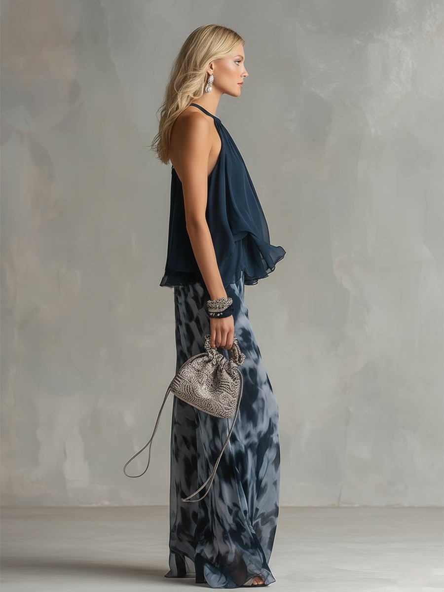 Women’s Halter Neck Two Piece Set Elegant Wide Leg Design 2